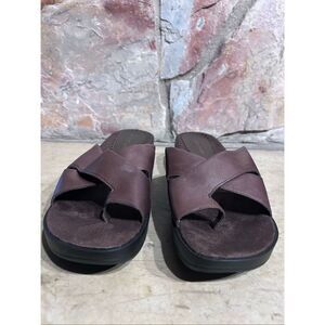 BareTraps Osage Brown Leather Upper Open Tor Heeled Sandals Womens 7.5M